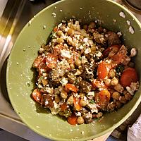 recette Salade aubergine rôtie, pois chiche croustillants et tomate