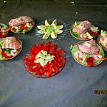 recette Pavés de saumon froid (mayo, crevettes roses) Tomates, Oeufs durs
