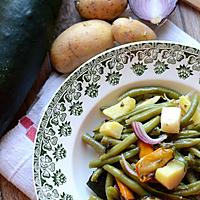 recette Salade pommes de terre courgette rôtie et haricots verts