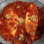 recette Aiguillettes de poulet.champignons.sauce tomates.