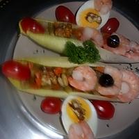 recette endive garnie, de macédoine de légumes,crevettes,oeufs,( 5 ).  03.02.24.