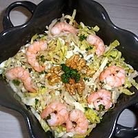 recette Salade d'endive.crevettes.roquefort et noix.