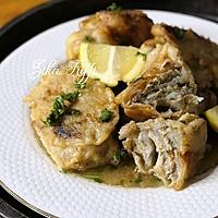 recette Dolma ou dolmet besbes m'baten, tajine de beignets de fenouil farci en sauce blanche à la cannelle et citron.