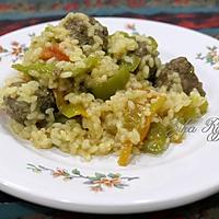 recette RISOTTO AUX BOULETTES TOMATE ET POIVRON