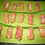 recette enroulés de chèvre frais  au jambon cru et sésame