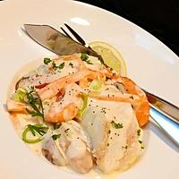 recette BLANQUETTE DE CABILLAUD & CREVETTES