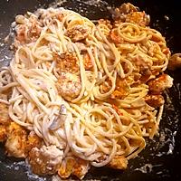 recette Pâtes aux crevettes sauce crémeuse ail et citron