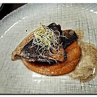recette Filet de bar accompagné d'une purée de poivrons