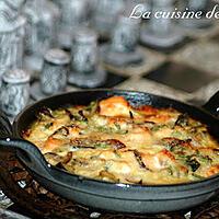 recette Gratin de saumon aux courgettes et oignon rouge