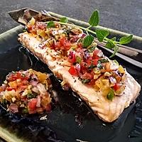 recette PAVÉ DE SAUMON GRILLÉ SAUCE VIERGE.