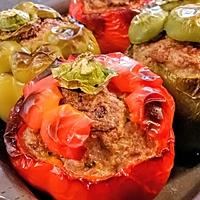 recette POIVRONS FARCIS BOULGOUR/VEAU/ LÉGUMES.
