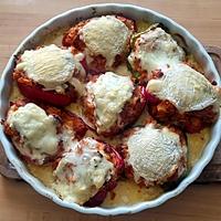 recette Poivrons farcis poulet riz et chèvre