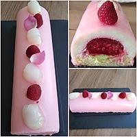 recette Bûche litchi-framboise-rose