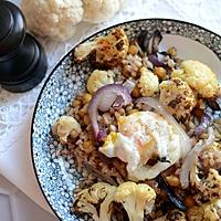 recette Chou fleur pois chiches oignon rôtis au four