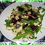 recette salade roquette-betterave -parmesan aux poires et noisettes