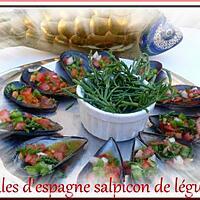 recette moules d"espagne, salpicon de légumes