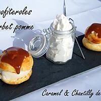 recette Ooo Profiteroles à la pomme , caramel et chantilly au Cidre ooO