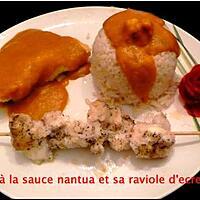 recette lotte à la sauce nantua et sa raviole d'écrevisse