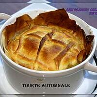 recette TOURTE AUTOMNALE AUX PLEUROTES, VESSES DE LOUP PERLÉES, CHÂTAIGNES ET CANARD