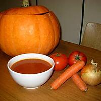 recette Soupe de potiron,tomates,oignons et carottes