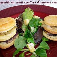 recette Millefeuille au comté-endives & oignons rouges