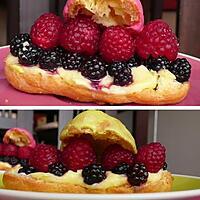 recette Eclairs - mascarpone au lemon curd - mûres et framboises