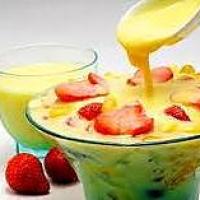 recette Dessert facile fruits + crème custard