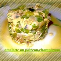 recette omelette au poireau,champignon