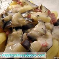 recette GNOCCHIS SAUCE AUBERGINE CHEVRE BACON