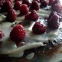 recette gâteau chocolat blanc framboises