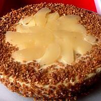 recette CHEESECAKE NEW YORKAIS AUX POIRES CITRONNEES ET SES NOISETTES CARAMELISEES