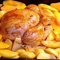 recette Poulet rôti et ses pommes de terre cuites au jus