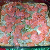 recette Gratin de ravioles aux courgettes et saumon fumé