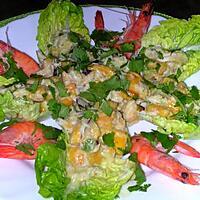 recette Salade exotique  crabe, crevettes, mangue et coco