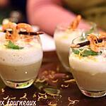 recette Cappucino d'endives & sa brochette de réglisse aux crevettes