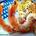 recette Gambas Sauce Vanille Bourbon  et Tuiles au sésame