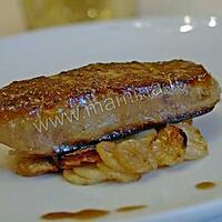 recette ESCALOPE DE FOIE GRAS POELE AUX NAVETS MIELLES ET VINAIGRE DE MANGUE