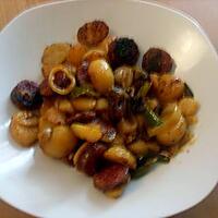 recette Pommes de terre sauté, oignons, poivrons, chorizo