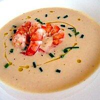 recette Soupe de pois chiches et sa garniture de crevettes