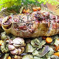 recette Epaule d’agneau roulée aux artichauts ,carottes et romarin