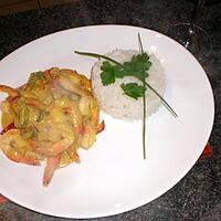 recette Curry de crevettes et poivrons au lait de coco