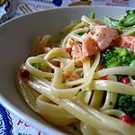 recette Linguine al salmone e broccoli