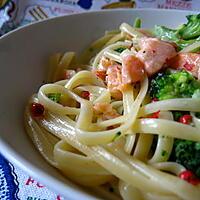 recette Linguine al salmone e broccoli