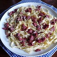 recette tagliatelles aux gésiers et jambon cru