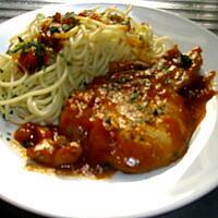recette Cotes de Porc à la sauce tomates  et spaghettis.