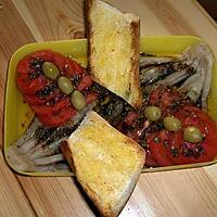 recette Blanc de poireau , tomates vinaigrette et tranche de pain à l'ail grillée