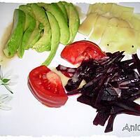 recette Salade d’avocat, betterave et emmental, vinaigrette à la vanille