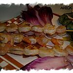 recette Brochettes de crevettes et artichauts à l’huile de truffe - au grill ou à la  plancha -
