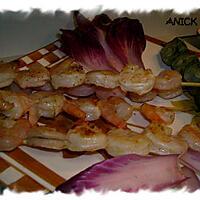 recette Brochettes de crevettes et artichauts à l’huile de truffe - au grill ou à la  plancha -