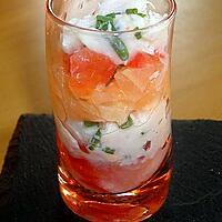 recette VERRINE DE CRABE PAMPLEMOUSSE ET TOMATE